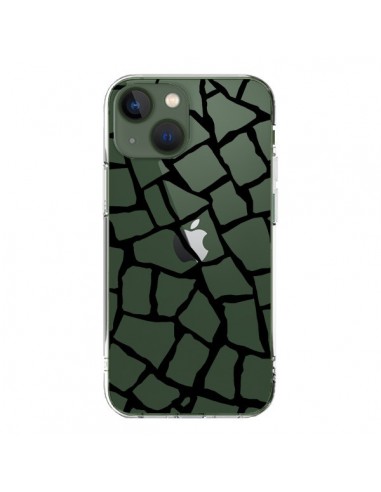 Cover iPhone 13 Giraffa Mosaico Nero Trasparente - Project M