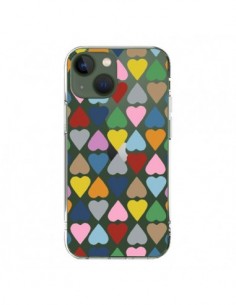 Coque iPhone 13 Coeurs Heart Couleur Transparente -...