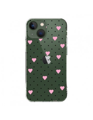 Coque iPhone 13 Point Coeur Rose Pin Point Heart Transparente - Project M