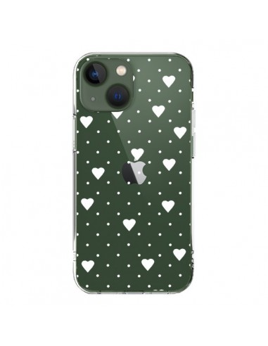 Cover iPhone 13 Punti Cuori Bianco Trasparente - Project M