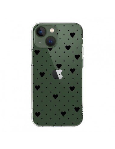 Coque iPhone 13 Point Coeur Noir Pin Point Heart Transparente - Project M