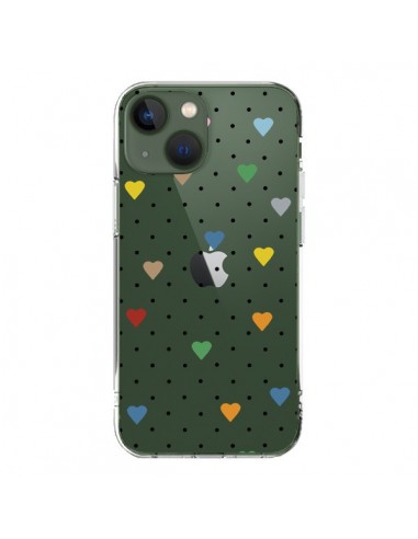 Cover iPhone 13 Punti Cuori Colorato Trasparente - Project M