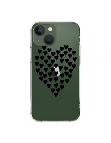 Cover iPhone 13 Cuori Amore Nero Trasparente - Project M