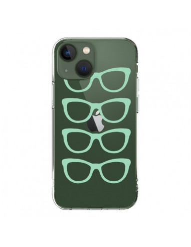 Coque iPhone 13 Sunglasses Lunettes Soleil Mint Bleu Vert Transparente - Project M