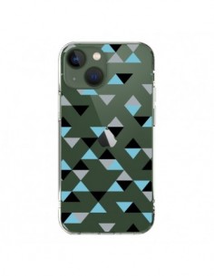 Cover iPhone 13 Triangoli Ghiaccio Blu Nero Trasparente -...