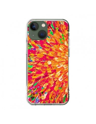 Coque iPhone 13 Fleurs Oranges Neon Splash - Ebi Emporium