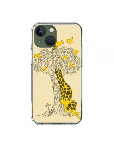 Coque iPhone 13 Girafe Amis Oiseaux - Jay Fleck