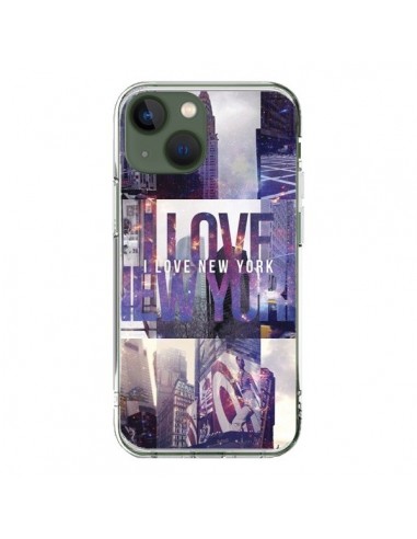 Coque iPhone 13 I love New Yorck City violet - Javier Martinez