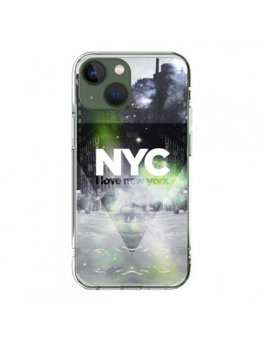 Coque iPhone 13 I Love New York City Vert - Javier Martinez