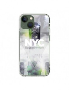 Coque iPhone 13 I Love New York City Gris Vert - Javier...