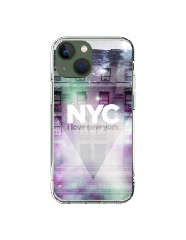 Coque iPhone 13 I Love New York City Violet Vert - Javier Martinez