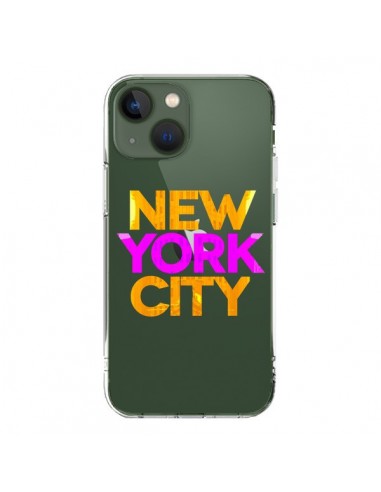 Cover iPhone 13 New York City NYC Arancione Rosa Trasparente - Javier Martinez