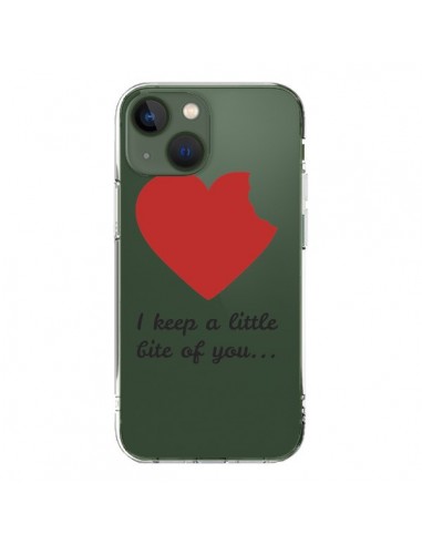 Cover iPhone 13 I keep a little bite of you Amore Heart Amour Trasparente - Julien Martinez