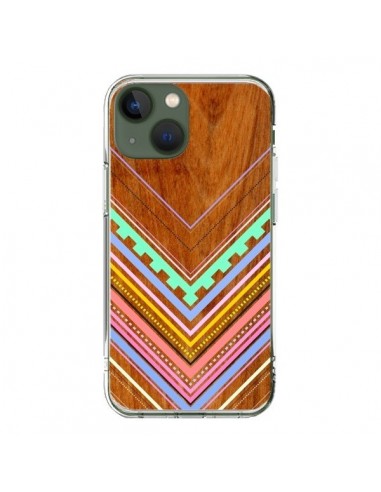 Coque iPhone 13 Azteque Arbutus Pastel Bois Aztec Tribal - Jenny Mhairi