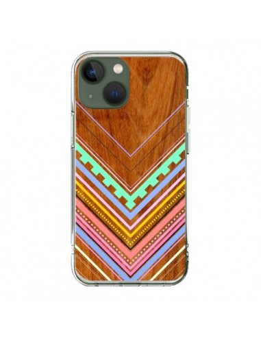 Cover iPhone 13 Azteco Arbutus Pastel Legno Aztec Tribal - Jenny Mhairi