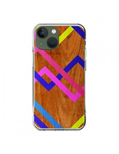 iPhone 13 Case Pink Yellow Wood Aztec Tribal - Jenny Mhairi