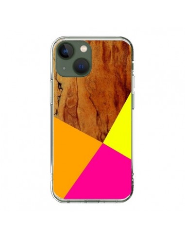 Coque iPhone 13 Wooden Colour Block Bois Azteque Aztec Tribal - Jenny Mhairi