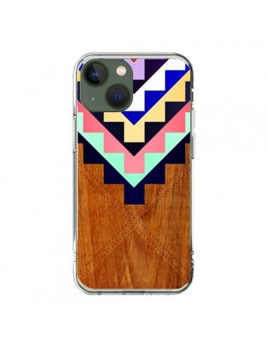 Coque iPhone 13 Wooden Tribal Bois Azteque Aztec Tribal - Jenny Mhairi