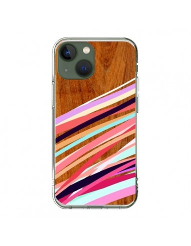 Coque iPhone 13 Wooden Waves Coral Bois Azteque Aztec Tribal - Jenny Mhairi