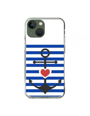 Coque iPhone 13 Mariniere Encre Marin Coeur - Jonathan Perez