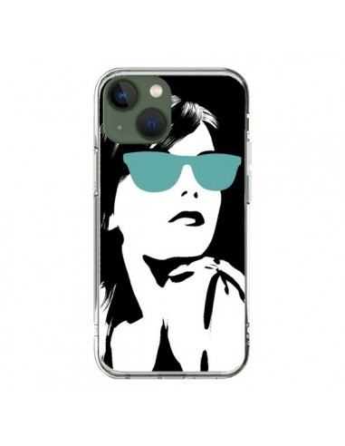 Coque iPhone 13 Fille Lunettes Bleues - Jonathan Perez