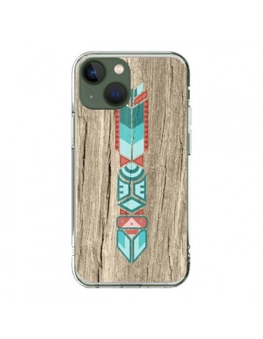 Coque iPhone 13 Totem Tribal Azteque Bois Wood - Jonathan Perez