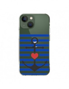 Cover iPhone 13 Ancora Marina Cuore Trasparente -...