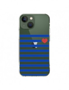 Coque iPhone 13 Mariniere Coeur Love Transparente -...