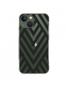 Cover iPhone 13 Geometrico Azteco Nero Trasparente -...