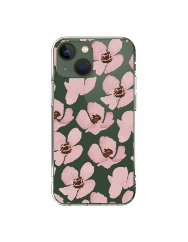 Cover iPhone 13 Fiori Rosa Trasparente - Dricia Do