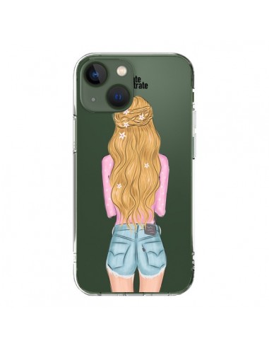 Coque iPhone 13 Blonde Don't Care Transparente - kateillustrate