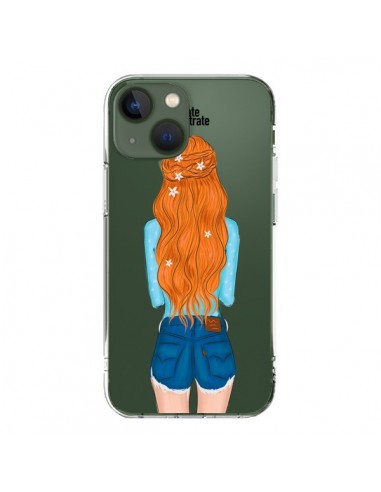 Coque iPhone 13 Red Hair Don't Care Rousse Transparente - kateillustrate