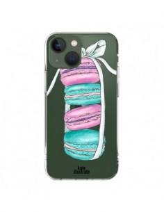 Coque iPhone 13 Macarons Pink Mint Rose Transparente -...