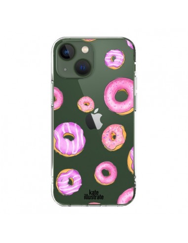 Coque iPhone 13 Pink Donuts Rose Transparente - kateillustrate
