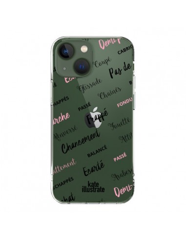 Coque iPhone 13 Ballerina Ballerine Mots Transparente - kateillustrate