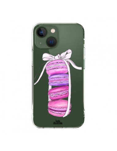 Coque iPhone 13 Macarons Pink Purple Rose Violet Transparente - kateillustrate