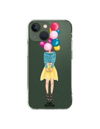 Coque iPhone 13 Girls Balloons Ballons Fille Transparente - kateillustrate