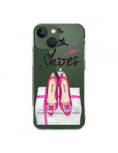 Cover iPhone 13 I Work For Shoes Scarpe Trasparente - kateillustrate