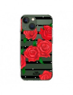 Cover iPhone 13 Rosso Fiori Trasparente - kateillustrate
