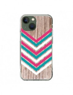Cover iPhone 13 Tribale Azteco Legno Wood Freccia Rosa...