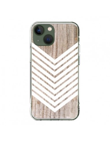 Coque iPhone 13 Tribal Aztèque Bois Wood Flèche Blanc - Laetitia