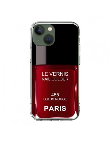 Coque iPhone 13 Vernis Paris Lotus Rouge - Laetitia