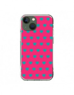 iPhone 13 Case Heart Blue sfondo Pink - Laetitia