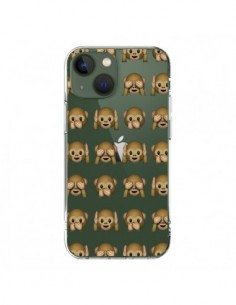 Coque iPhone 13 Singe Monkey Emoticone Emoji Transparente...