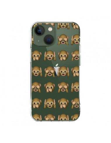 Cover iPhone 13 Emoji Scimmia Trasparente - Laetitia