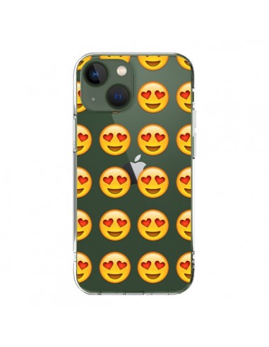 Coque iPhone 13 Love Amoureux Smiley Emoticone Emoji Transparente - Laetitia