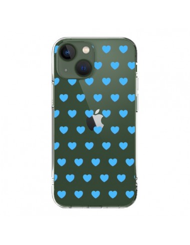 Coque iPhone 13 Coeur Heart Love Amour Bleu Transparente - Laetitia