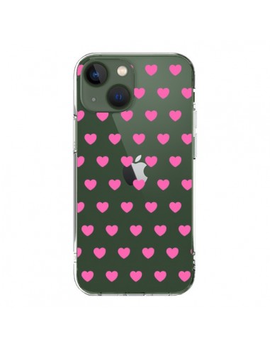 Coque iPhone 13 Coeur Heart Love Amour Rose Transparente - Laetitia