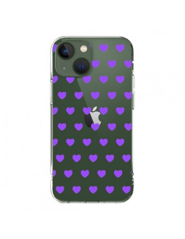 Cover iPhone 13 Cuore Amore Viola Trasparente - Laetitia