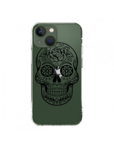 Coque iPhone 13 Tête de Mort Mexicaine Noir Transparente - Laetitia